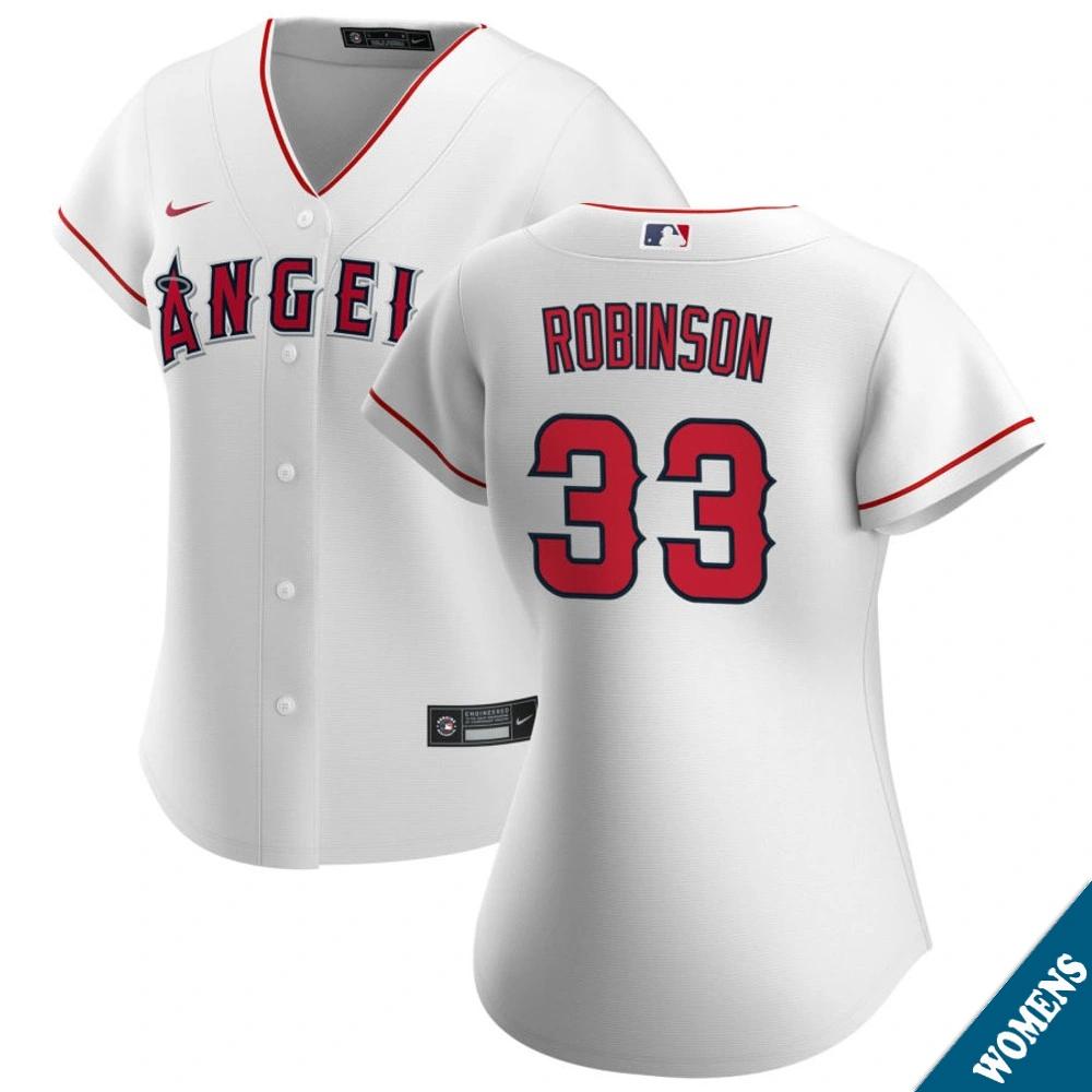Women's Los Angeles Angels Chuckie Robinson #33 Home White Replica Jersey