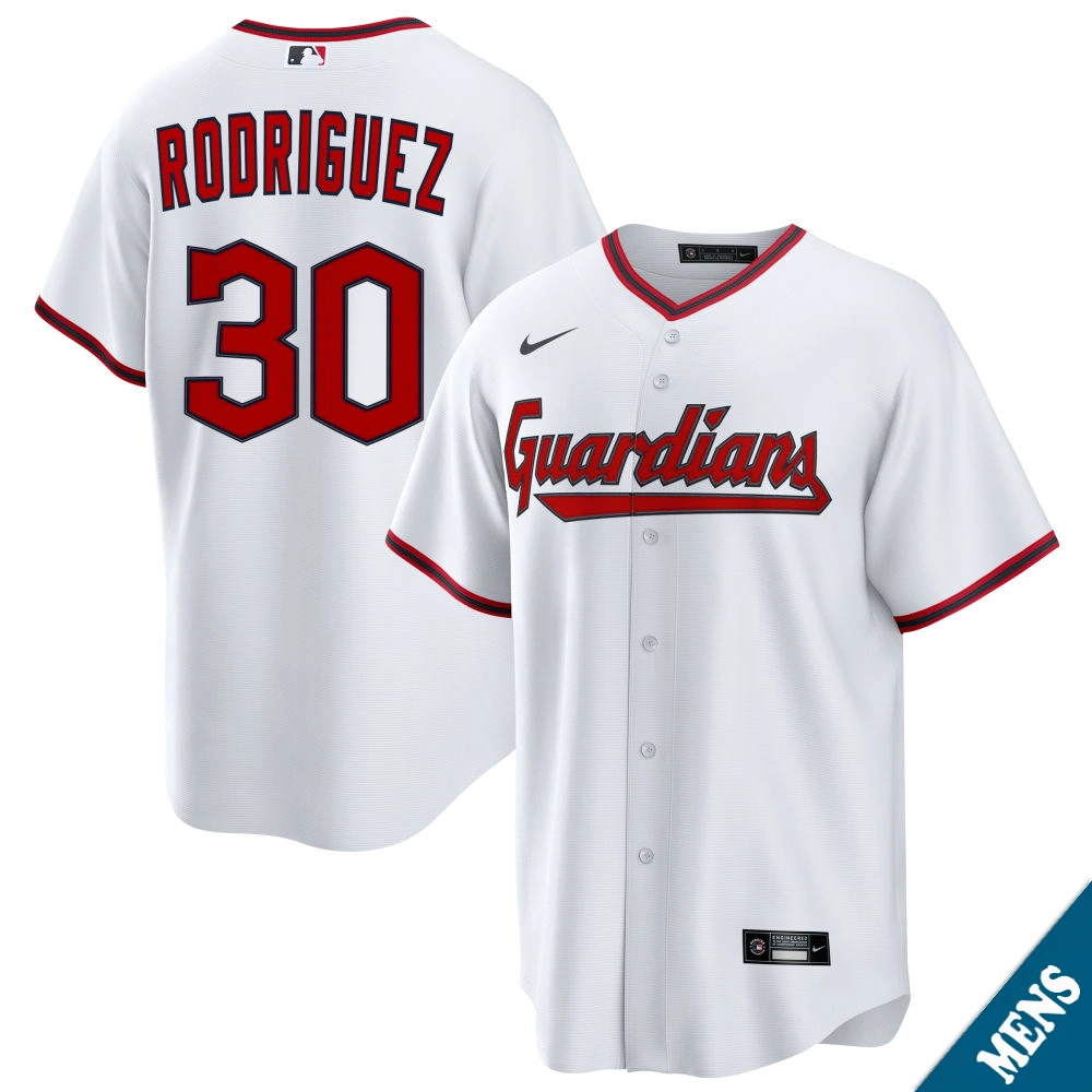 Men's Cleveland Guardians Johnathan Rodriguez #30 Home White Replica Jersey