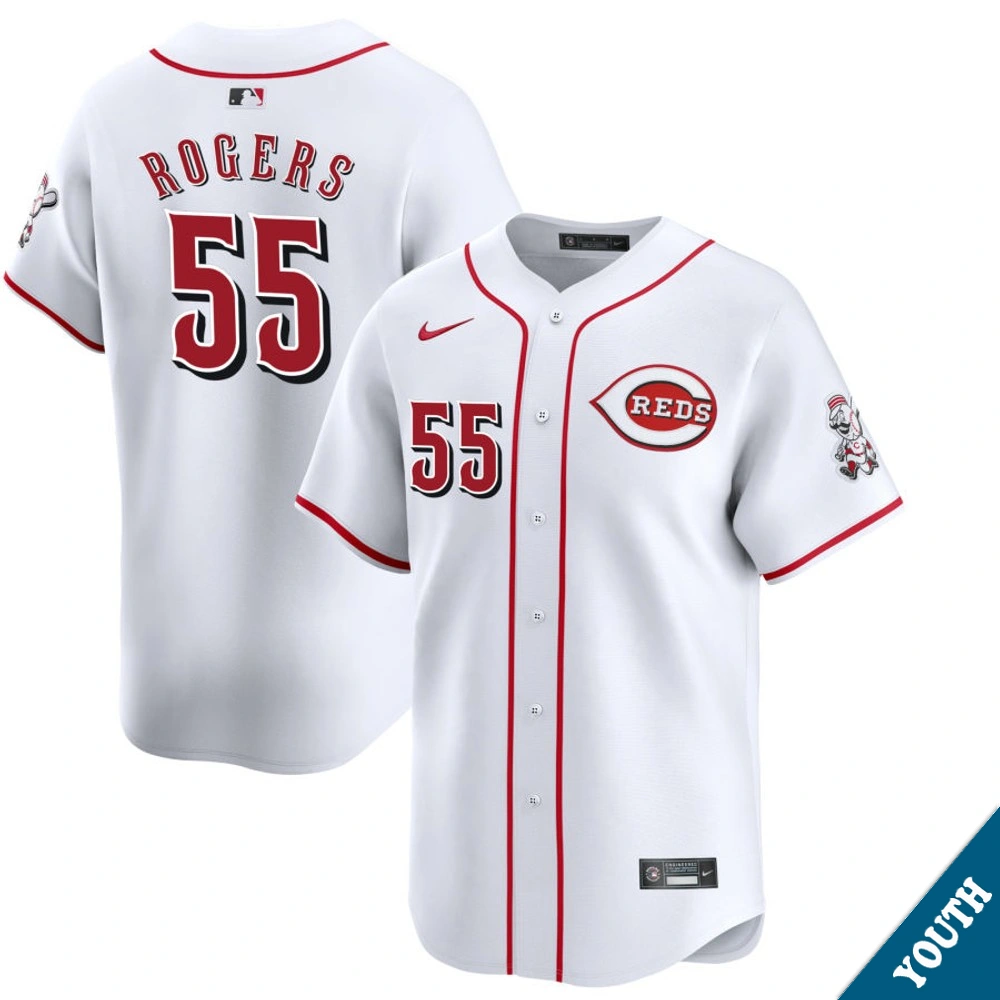 Youth Cincinnati Reds Taylor Rogers #55 Home White Limited Jersey
