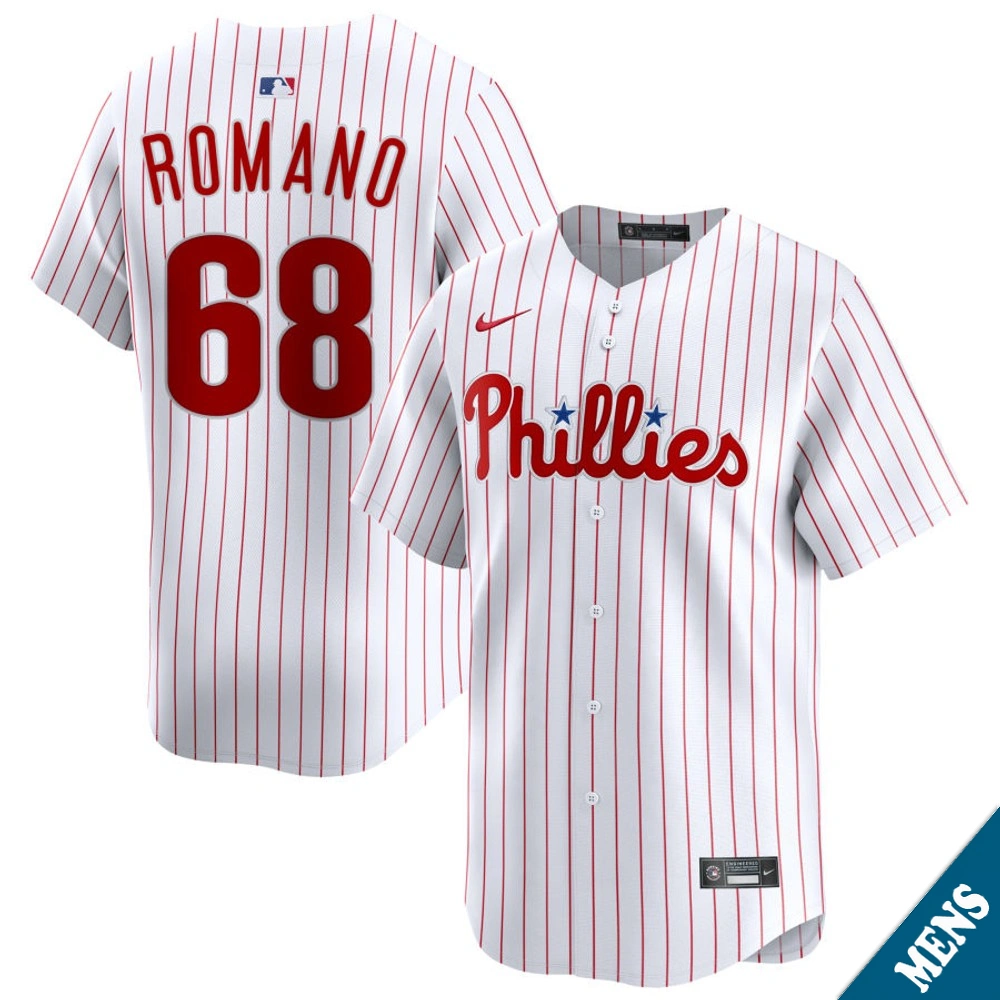 Men's Philadelphia Phillies Jordan Romano #68 Home White Limited Jersey