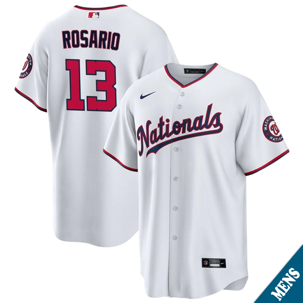 Men's Washington Nationals Amed Rosario #13 White Replica Jersey