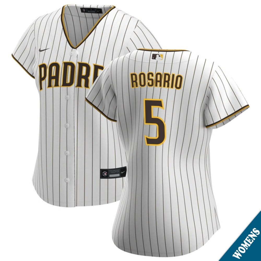 Women's San Diego Padres Eguy Rosario #5 Home White Replica Jersey