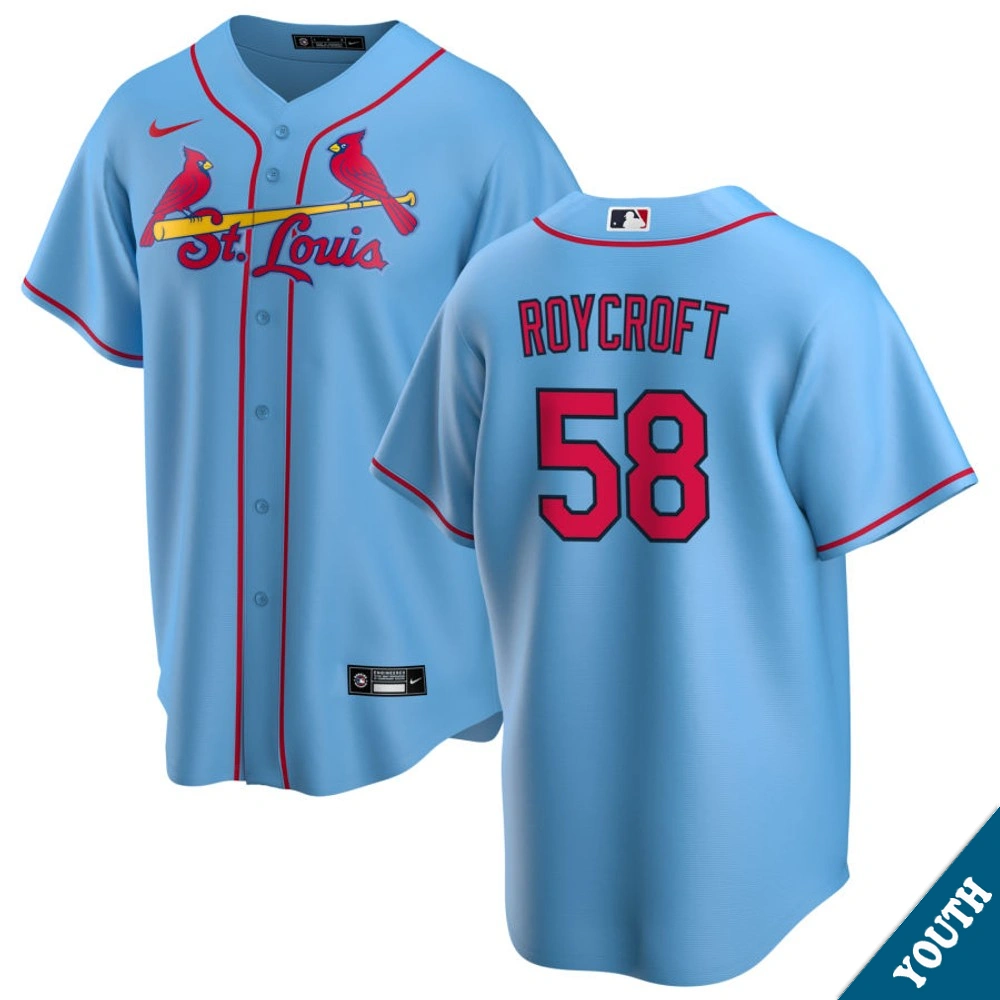 Youth St. Louis Cardinals Chris Roycroft #58 Light Blue Alternate Replica Jersey