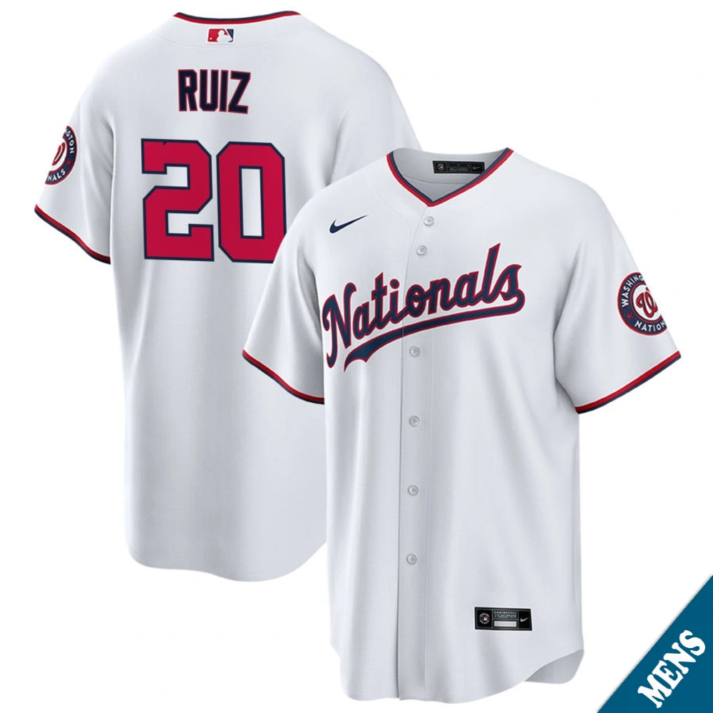 Men's Washington Nationals Keibert Ruiz #20 White Replica Jersey