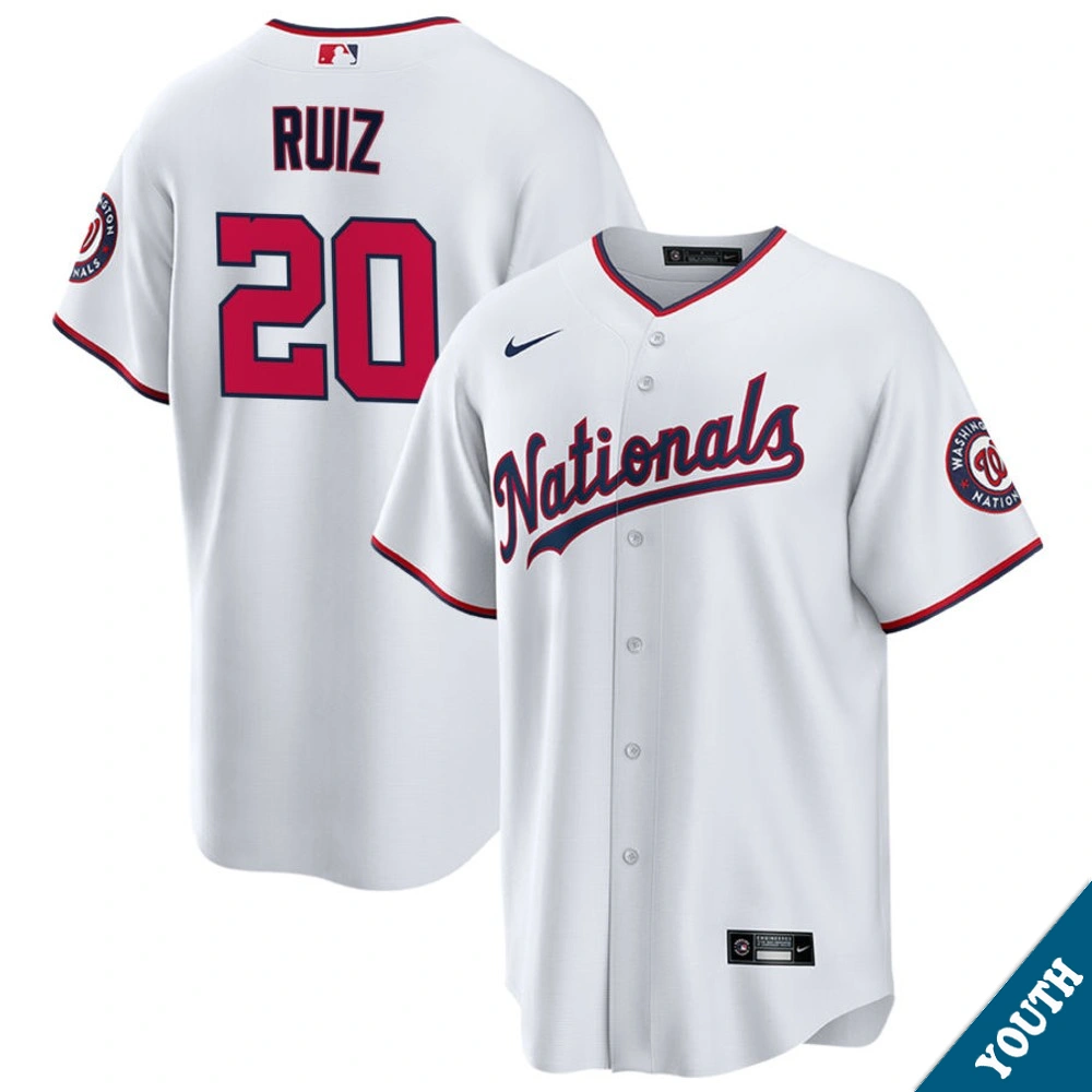 Youth Washington Nationals Keibert Ruiz #20 White Replica Jersey