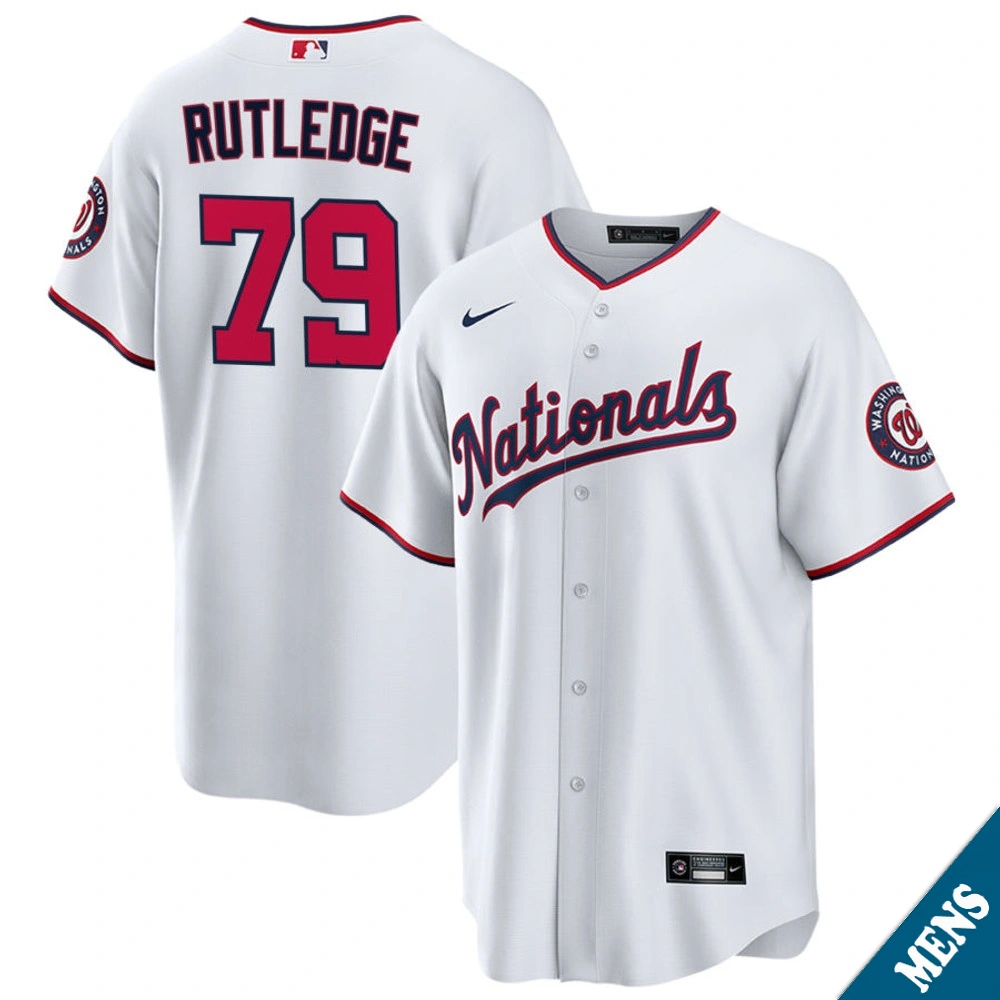 Men's Washington Nationals Jackson Rutledge #79 White Replica Jersey