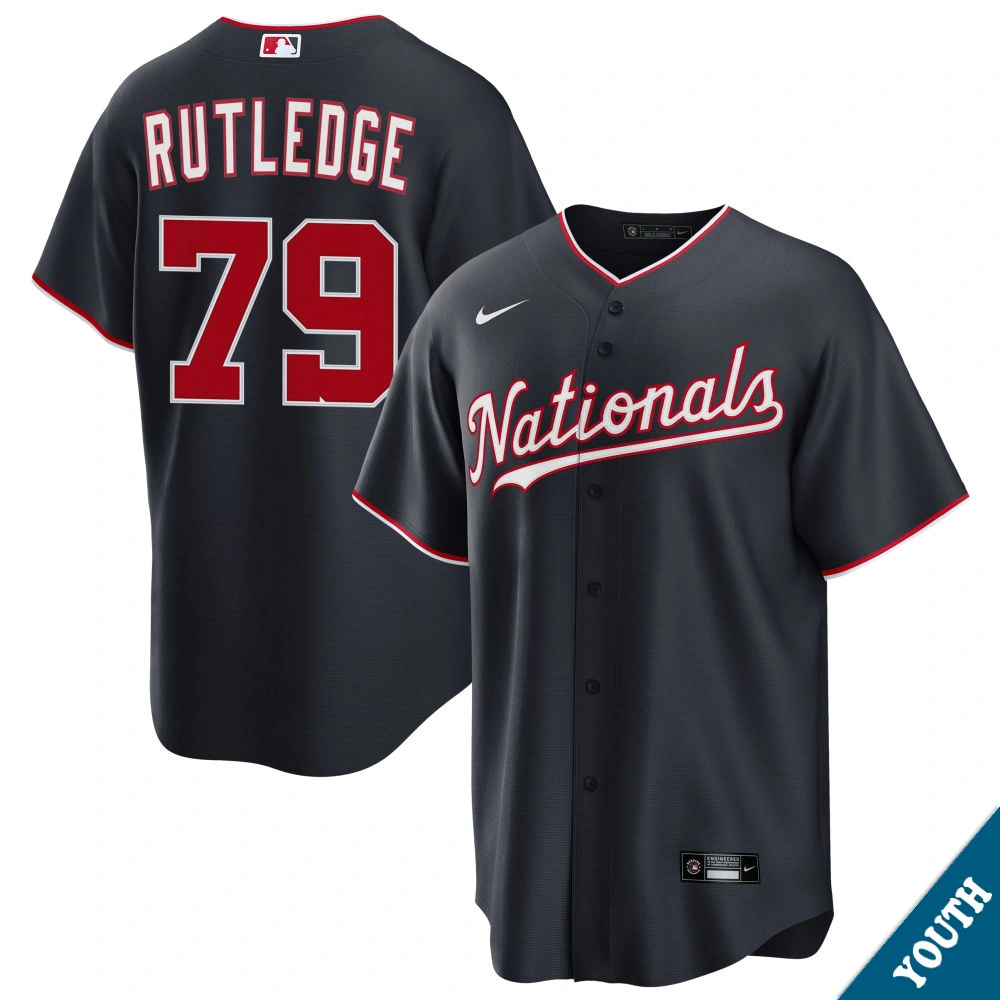 Youth Washington Nationals Jackson Rutledge #79 Navy Alternate Replica Jersey