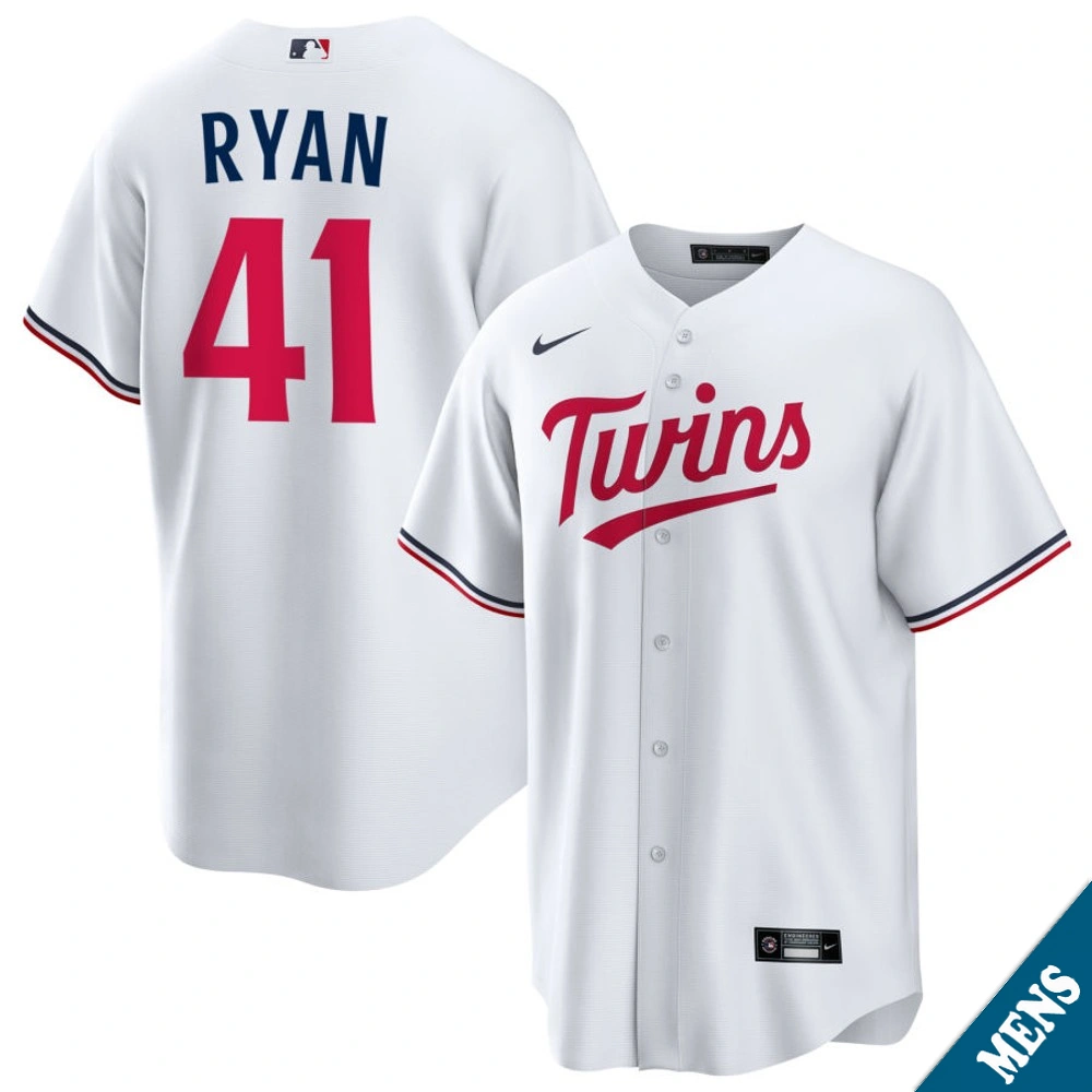 Men's Minnesota Twins Joe Ryan #41 Home White Replica Jersey