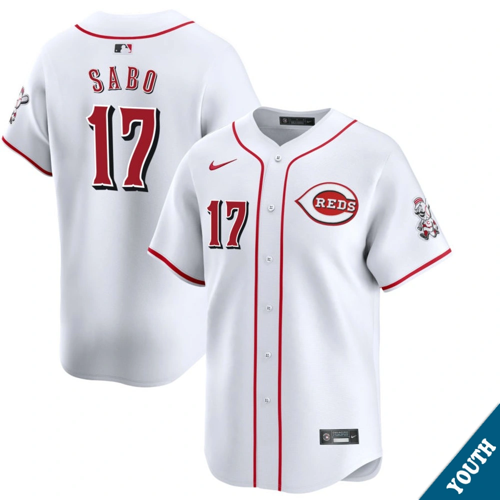 Youth Cincinnati Reds Chris Sabo #17 Home White Limited Former Player‌ Jersey