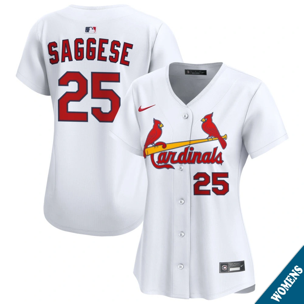 Women's St. Louis Cardinals Thomas Saggese #25 Home White Limited Jersey Women's St. Louis Cardinals Thomas Saggese #25 Home White Limited Jersey