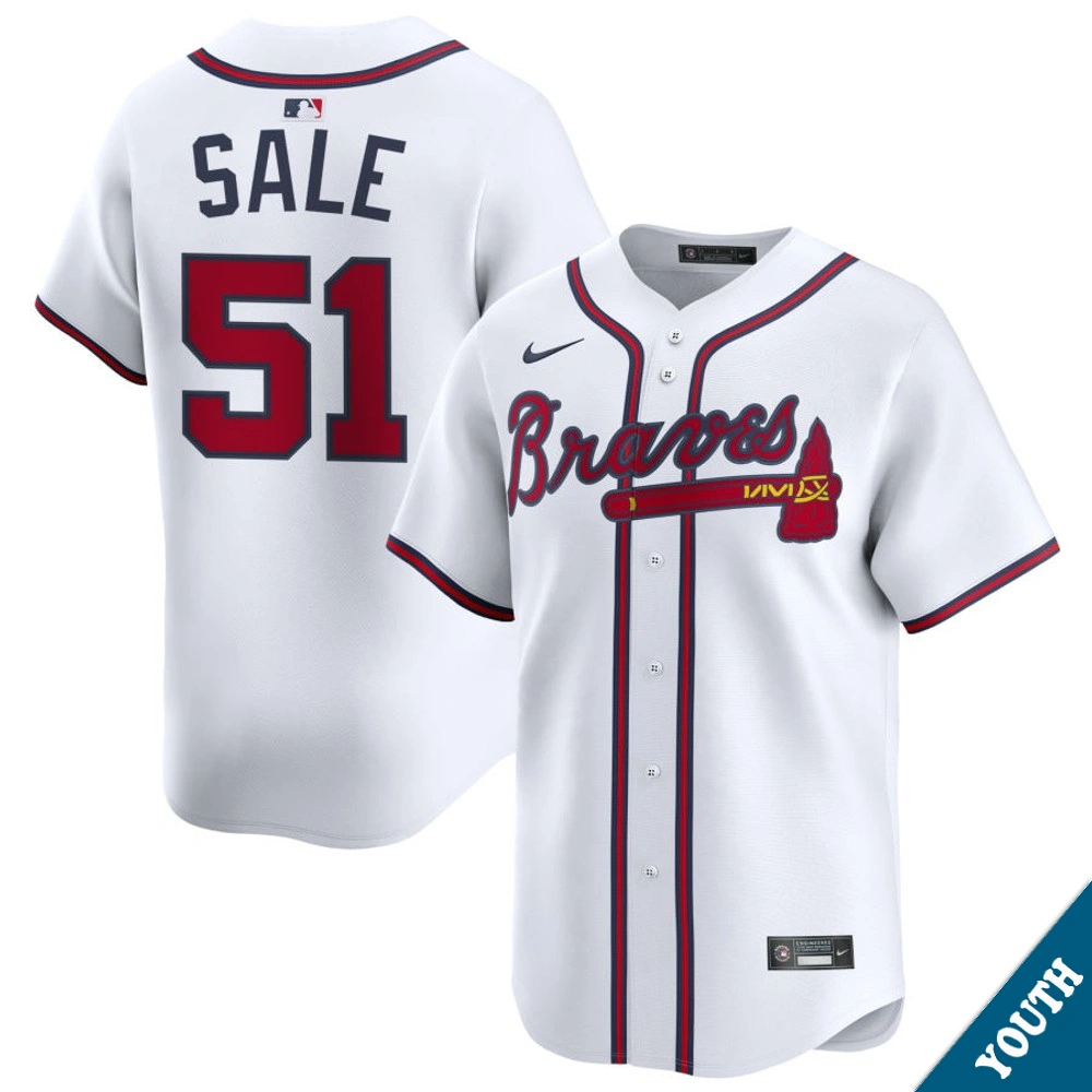 Youth Atlanta Braves Chris Sale #51 Home White Limited Jersey