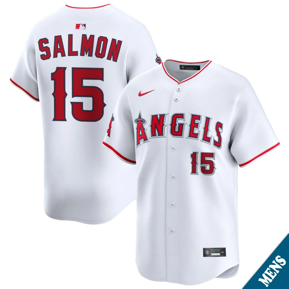 Men's Los Angeles Angels Tim Salmon #15 Home White Limited Former Player‌ Jersey