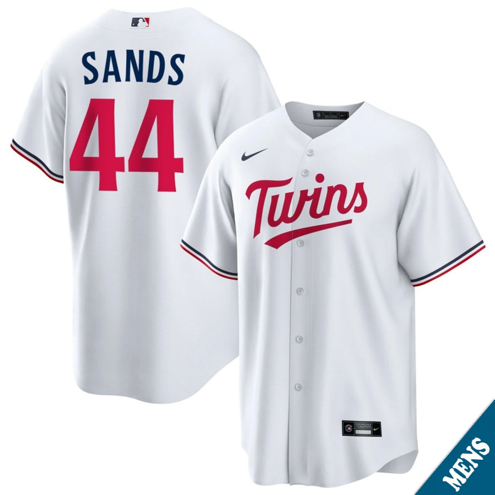 Men's Minnesota Twins Cole Sands #44 Home White Replica Jersey