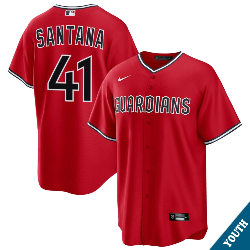 Youth Cleveland Guardians Carlos Santana #41 Red Alternate 2 Replica Jersey