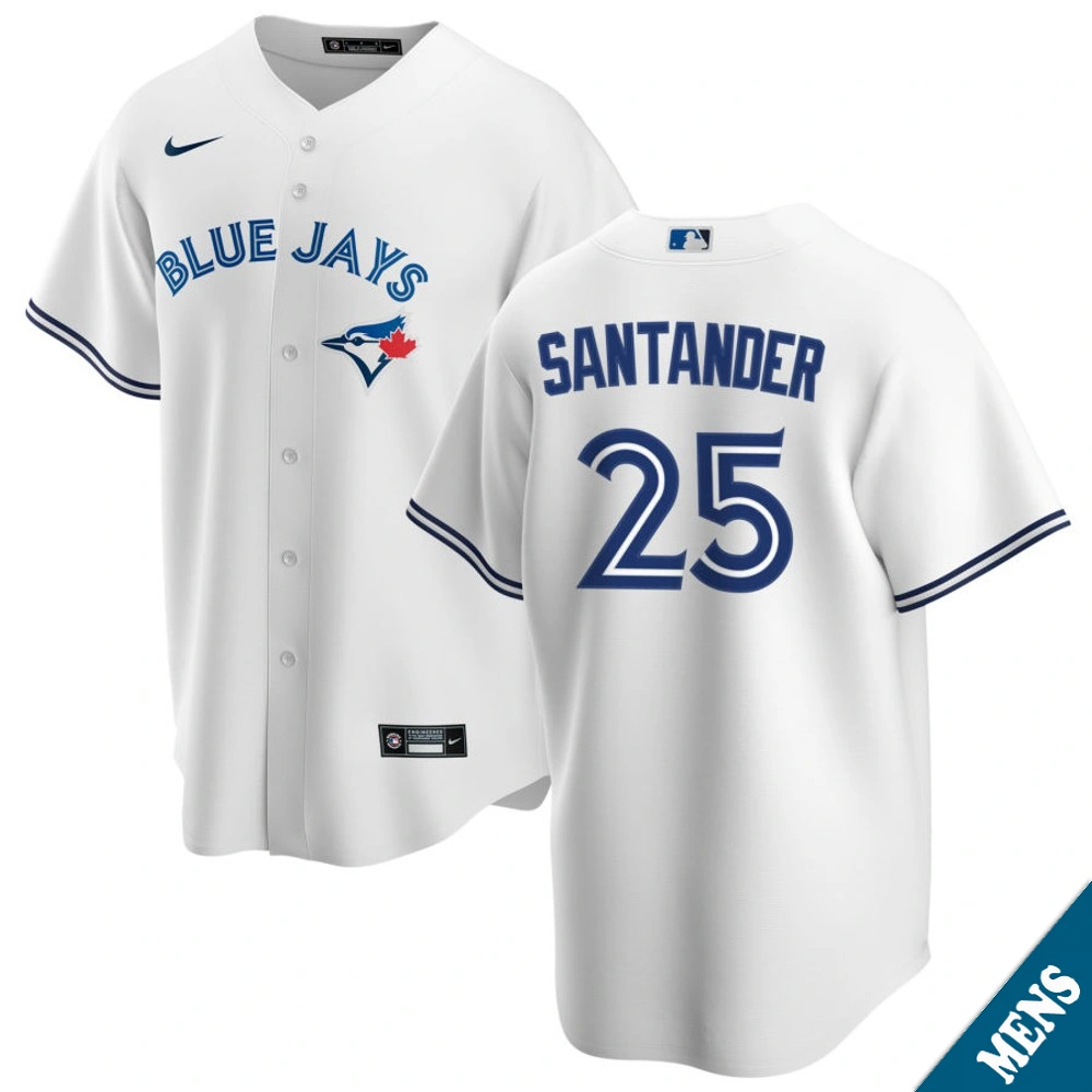 Men's Toronto Blue Jays Anthony Santander #25 Home White Replica Jersey