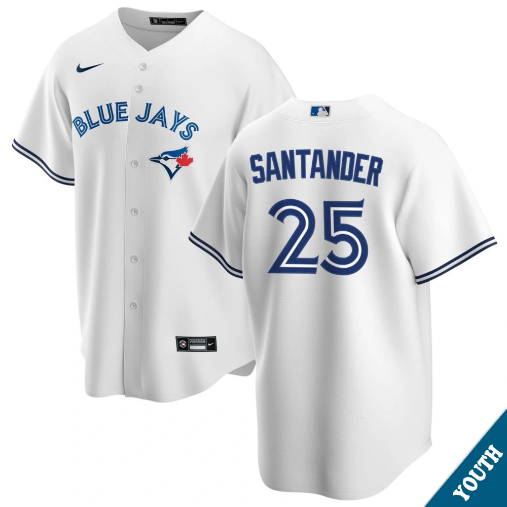 Youth Toronto Blue Jays Anthony Santander #25 Home White Replica Jersey