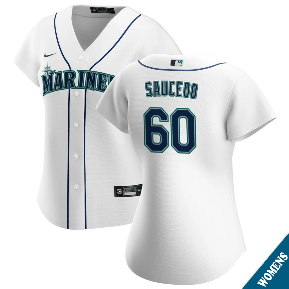 Women's Seattle Mariners Tayler Saucedo #60 Home White Replica Jersey