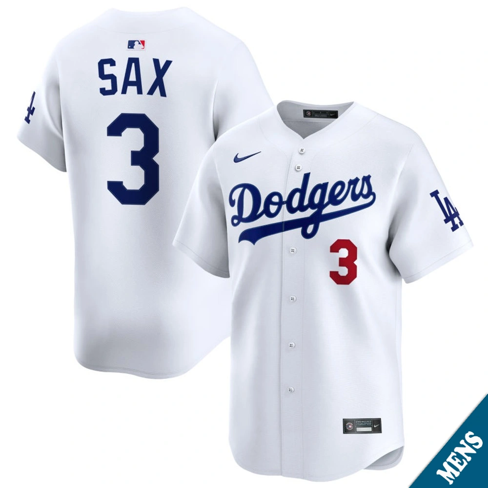 Men's Los Angeles Dodgers Steve Sax #3 Home White Limited Former Player‌ Jersey
