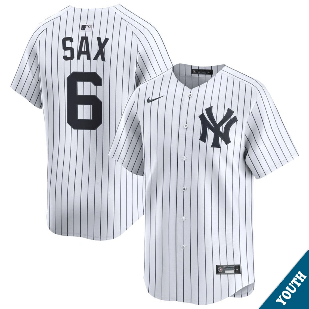 Youth New York Yankees Steve Sax #6 Home White Limited Former Player‌ Jersey