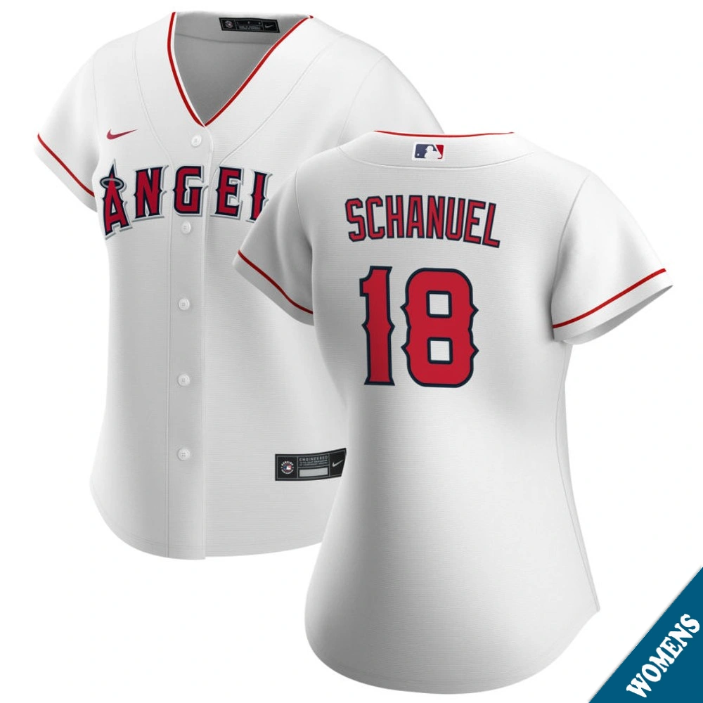 Women's Los Angeles Angels Nolan Schanuel #18 Home White Replica Jersey