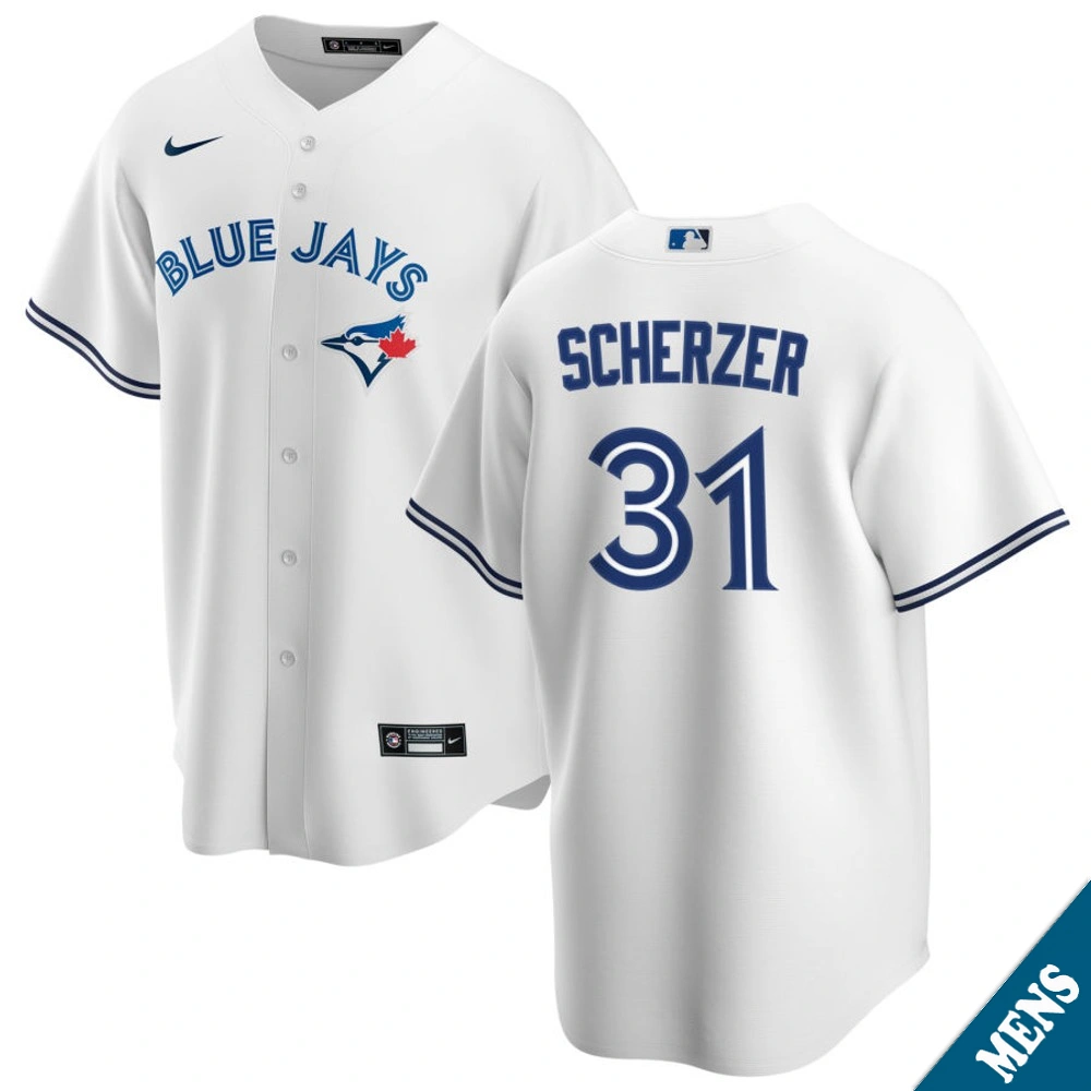 Men's Toronto Blue Jays Max Scherzer #31 Home White Replica Jersey
