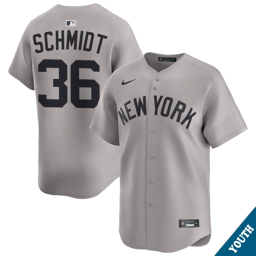 Youth New York Yankees Clarke Schmidt #36 Gray Away Limited Jersey