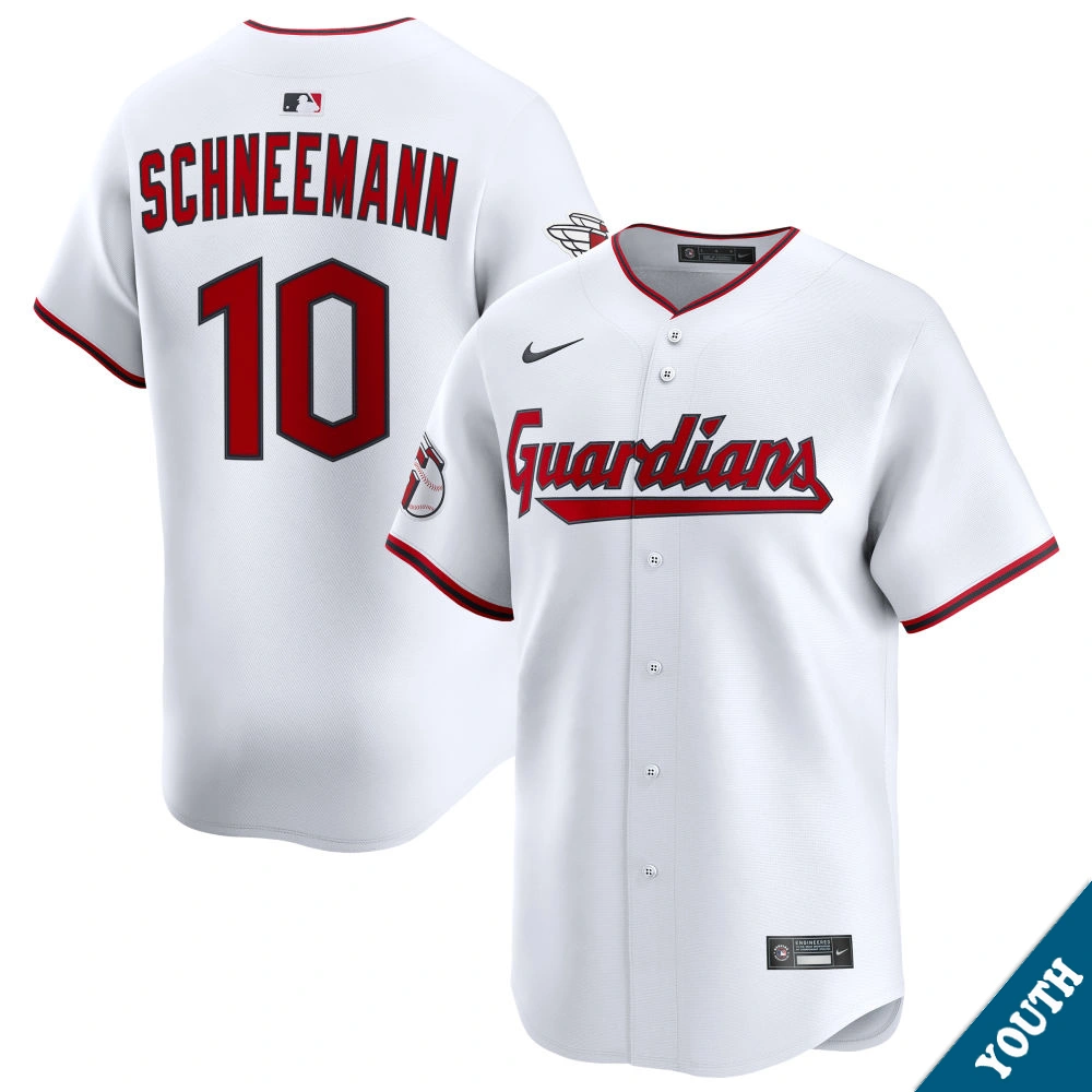 Youth Cleveland Guardians Daniel Schneemann #10 Home White Limited Jersey Youth Cleveland Guardians Daniel Schneemann #10 Home White Limited Jersey
