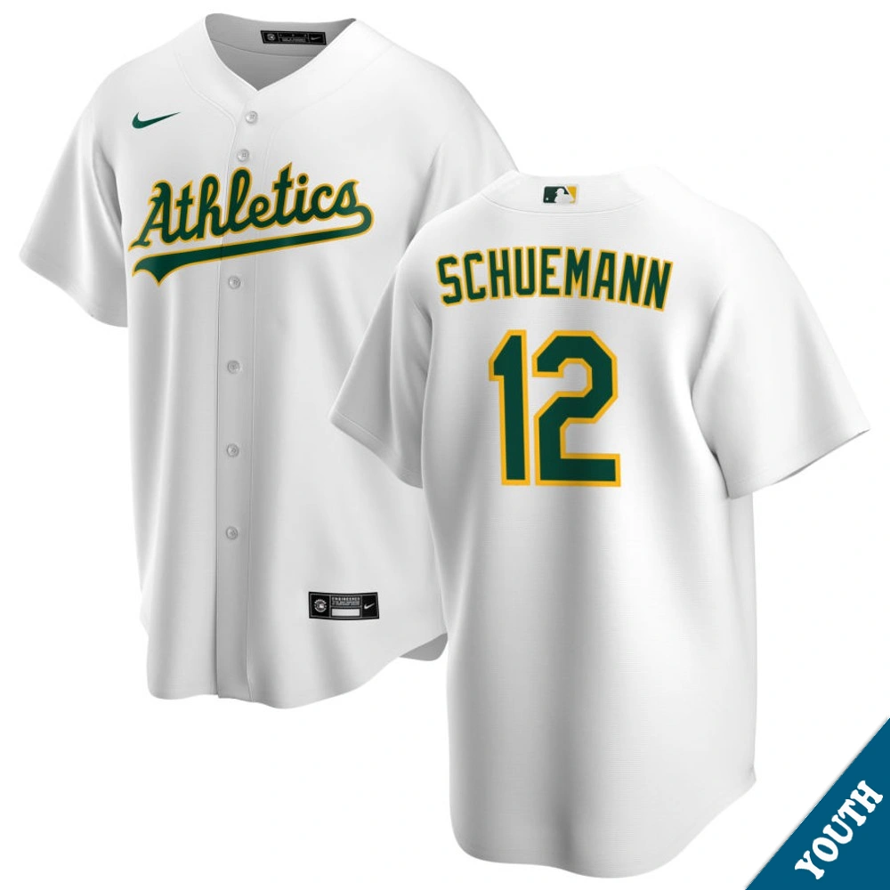 Youth Athletics Max Schuemann #12 Home White Replica Jersey