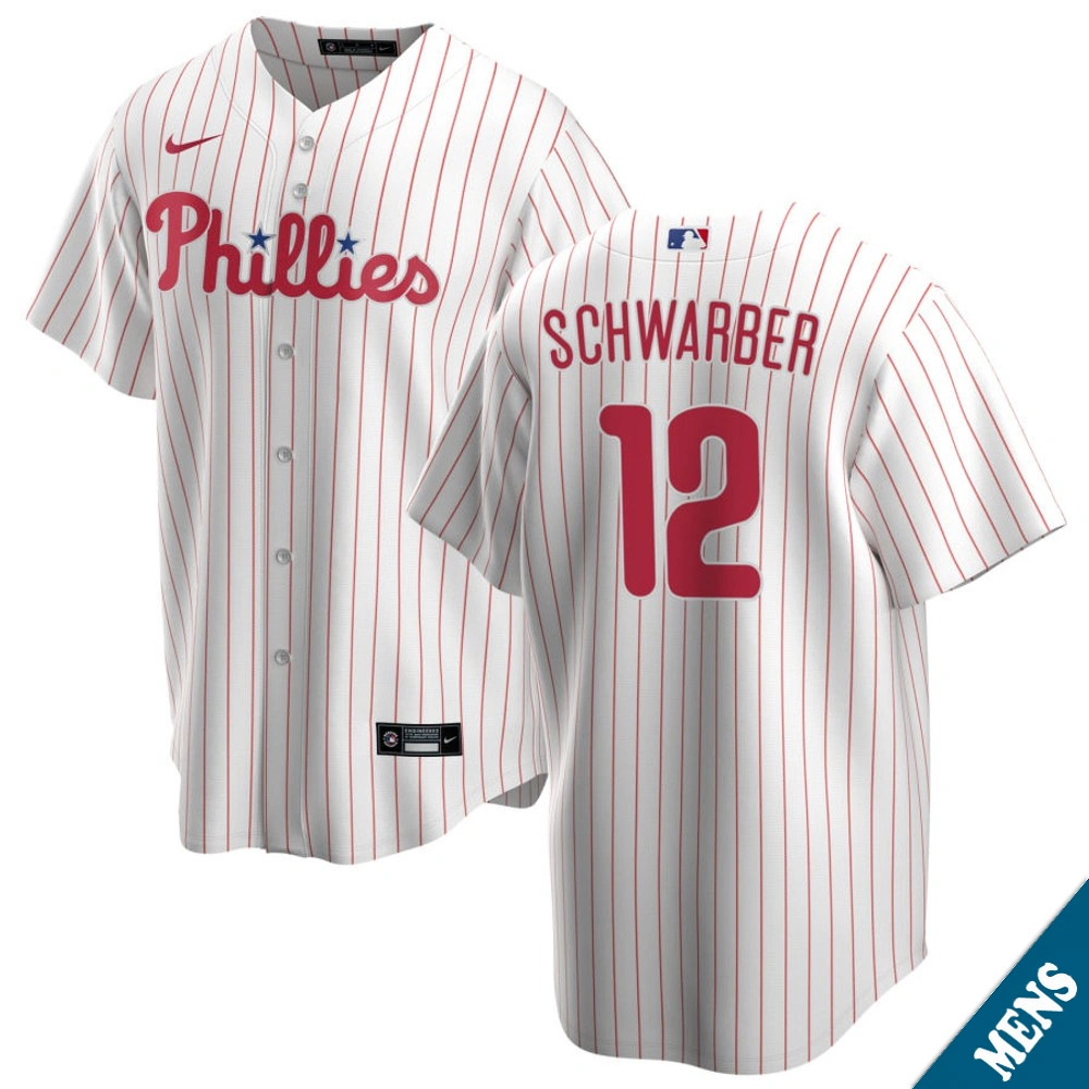 Men's Philadelphia Phillies Kyle Schwarber #12 Home White Replica Jersey