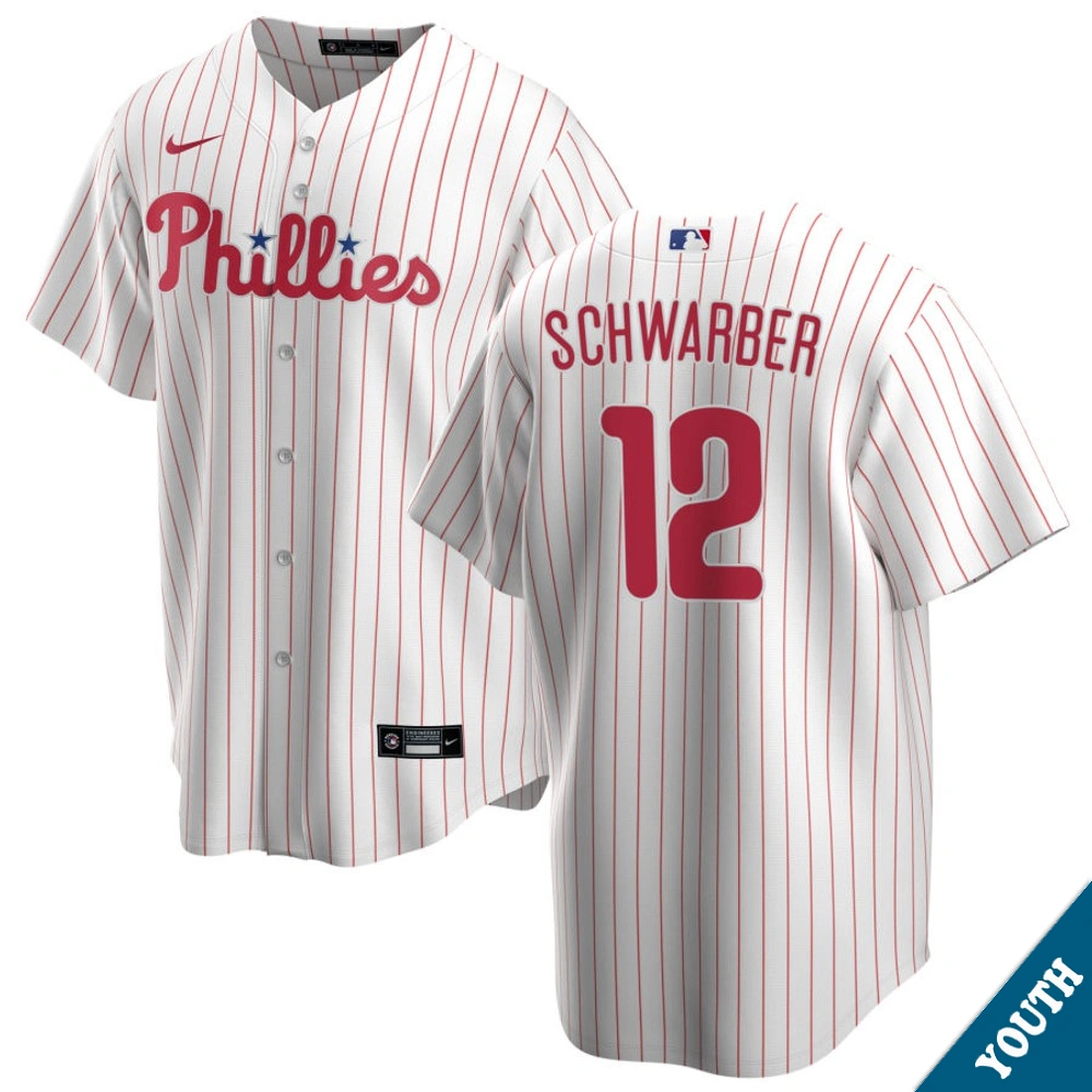 Youth Philadelphia Phillies Kyle Schwarber #12 Home White Replica Jersey