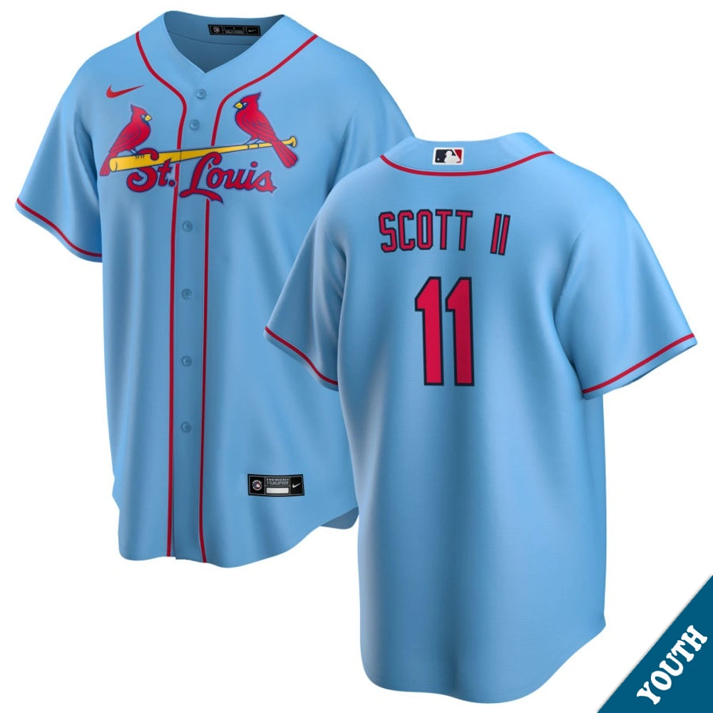 Youth St. Louis Cardinals Victor Scott II #11 Light Blue Alternate Replica Jersey