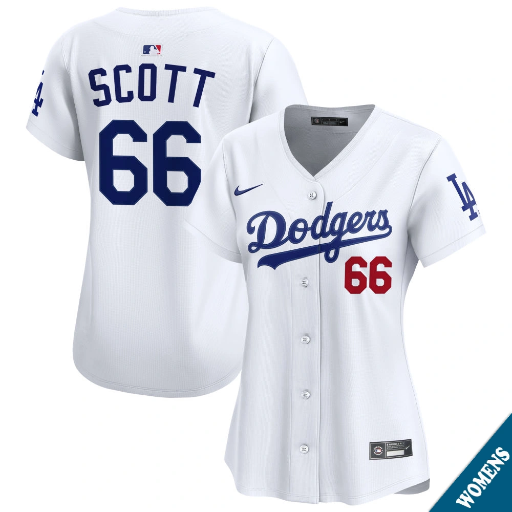 Women's Los Angeles Dodgers Tanner Scott #66 Home White Limited Jersey