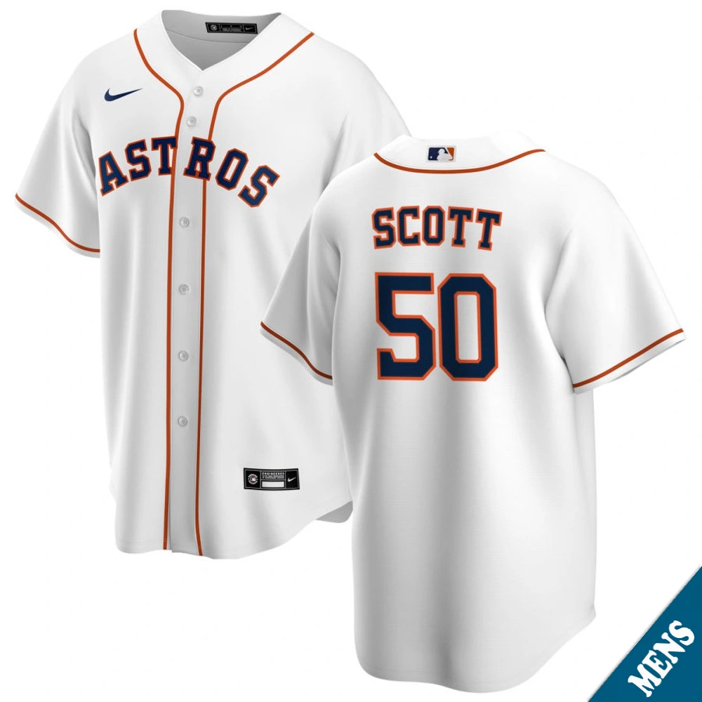 Men's Houston Astros Tayler Scott #50 Home White Replica Jersey