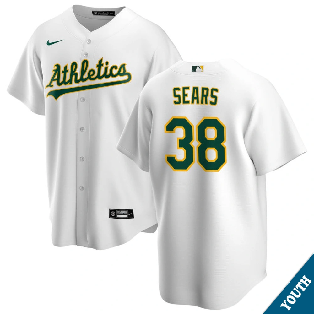 Youth Athletics JP Sears #38 Home White Replica Jersey