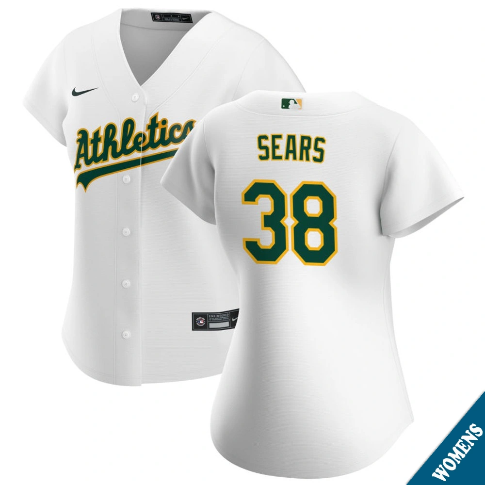 Women's Athletics JP Sears #38 Home White Replica Jersey