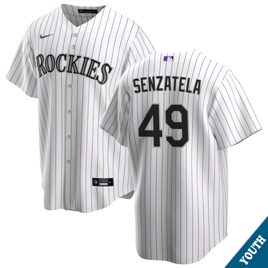 Youth Colorado Rockies Antonio Senzatela #49 Home White Replica Jersey