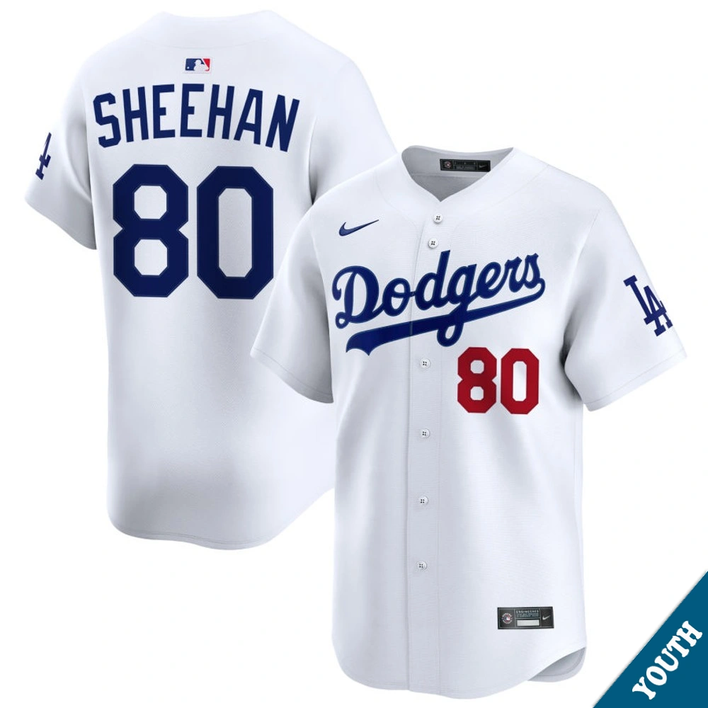 Youth Los Angeles Dodgers Emmet Sheehan #80 Home White Limited Jersey