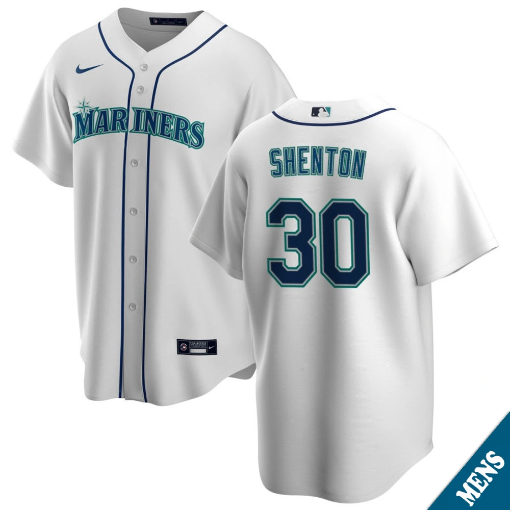 Men's Seattle Mariners Austin Shenton #30 Home White Replica Jersey