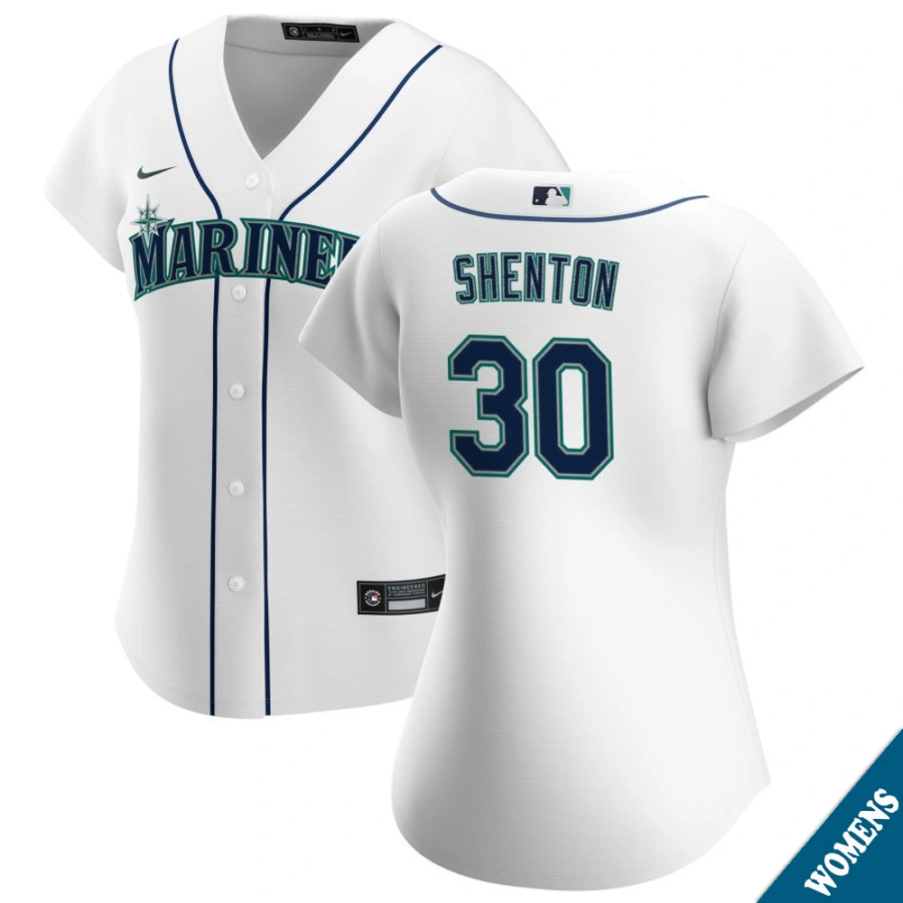 Women's Seattle Mariners Austin Shenton #30 Home White Replica Jersey