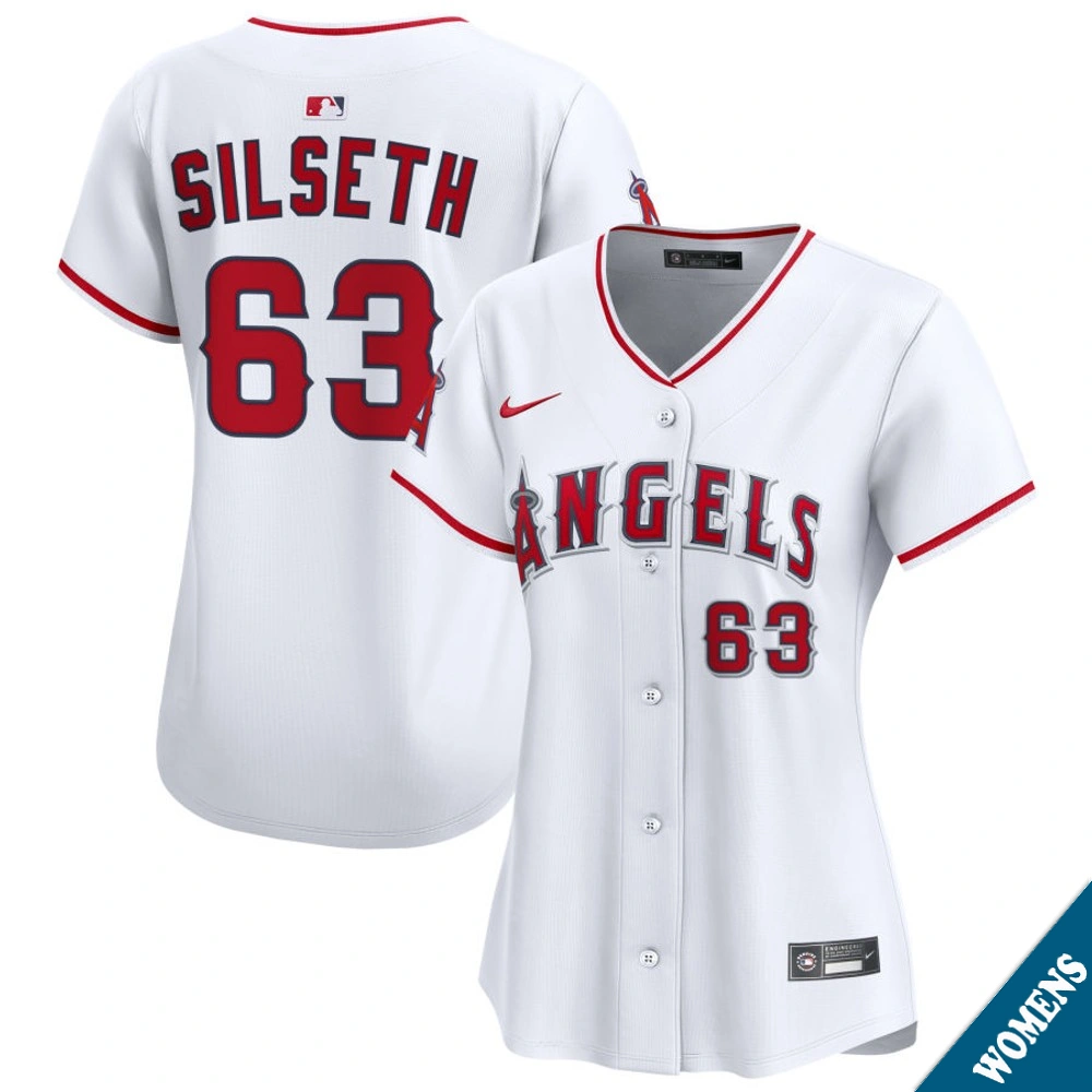 Women's Los Angeles Angels Chase Silseth #63 Home White Limited Jersey