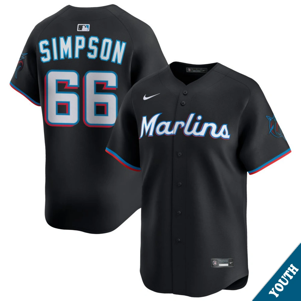 Youth Miami Marlins Josh Simpson #66 Black Alternate Limited Jersey