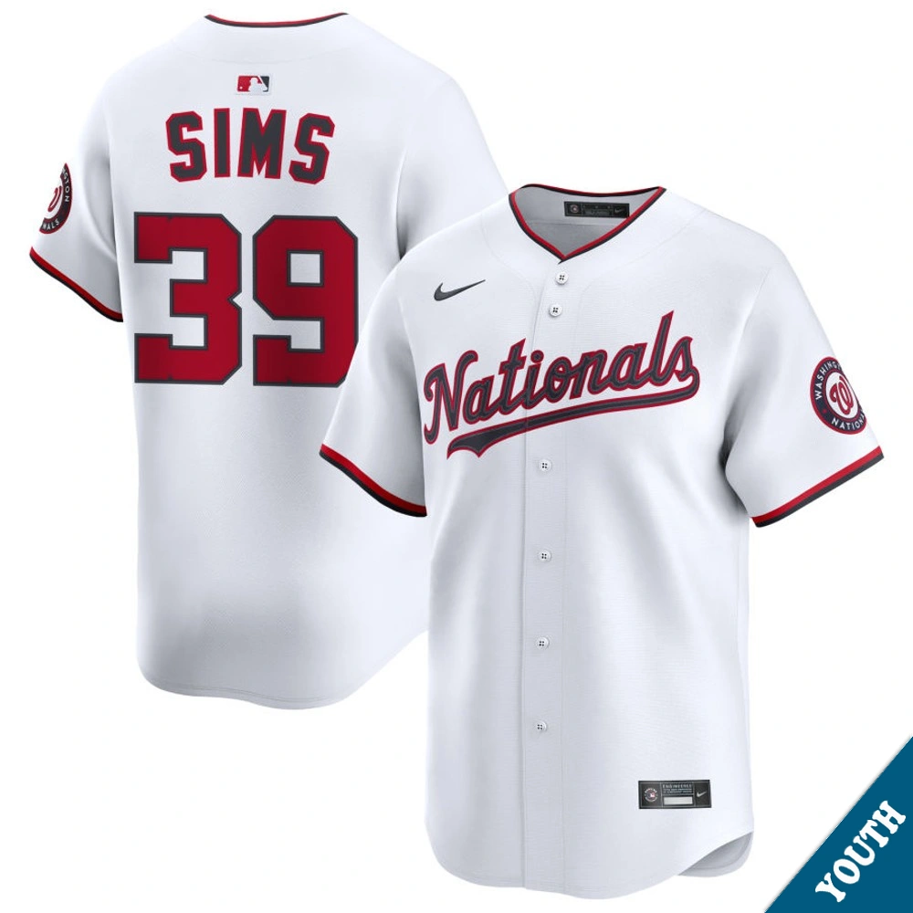 Youth Washington Nationals Lucas Sims #39 Home White Limited Jersey