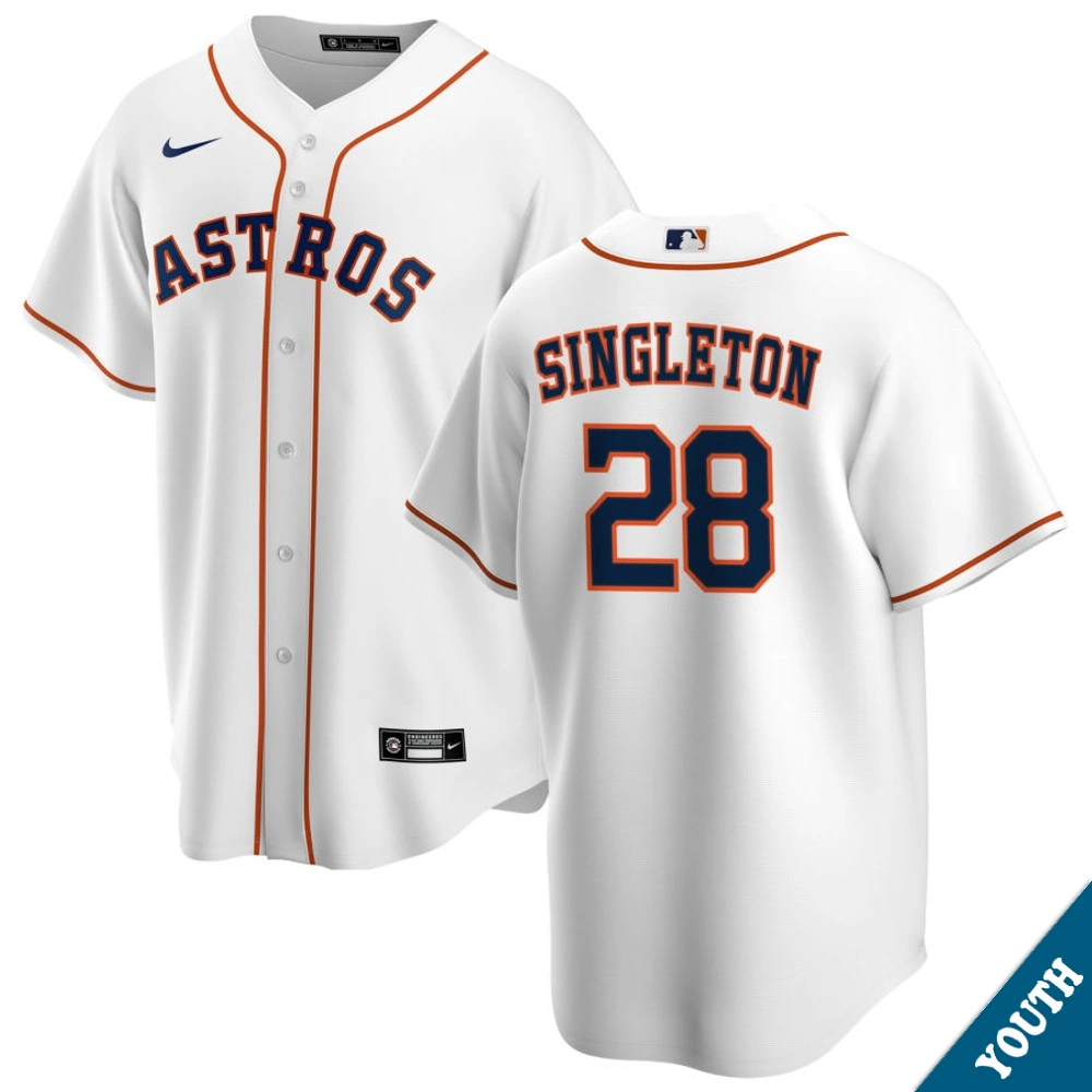 Youth Houston Astros Jon Singleton #28 Home White Replica Jersey