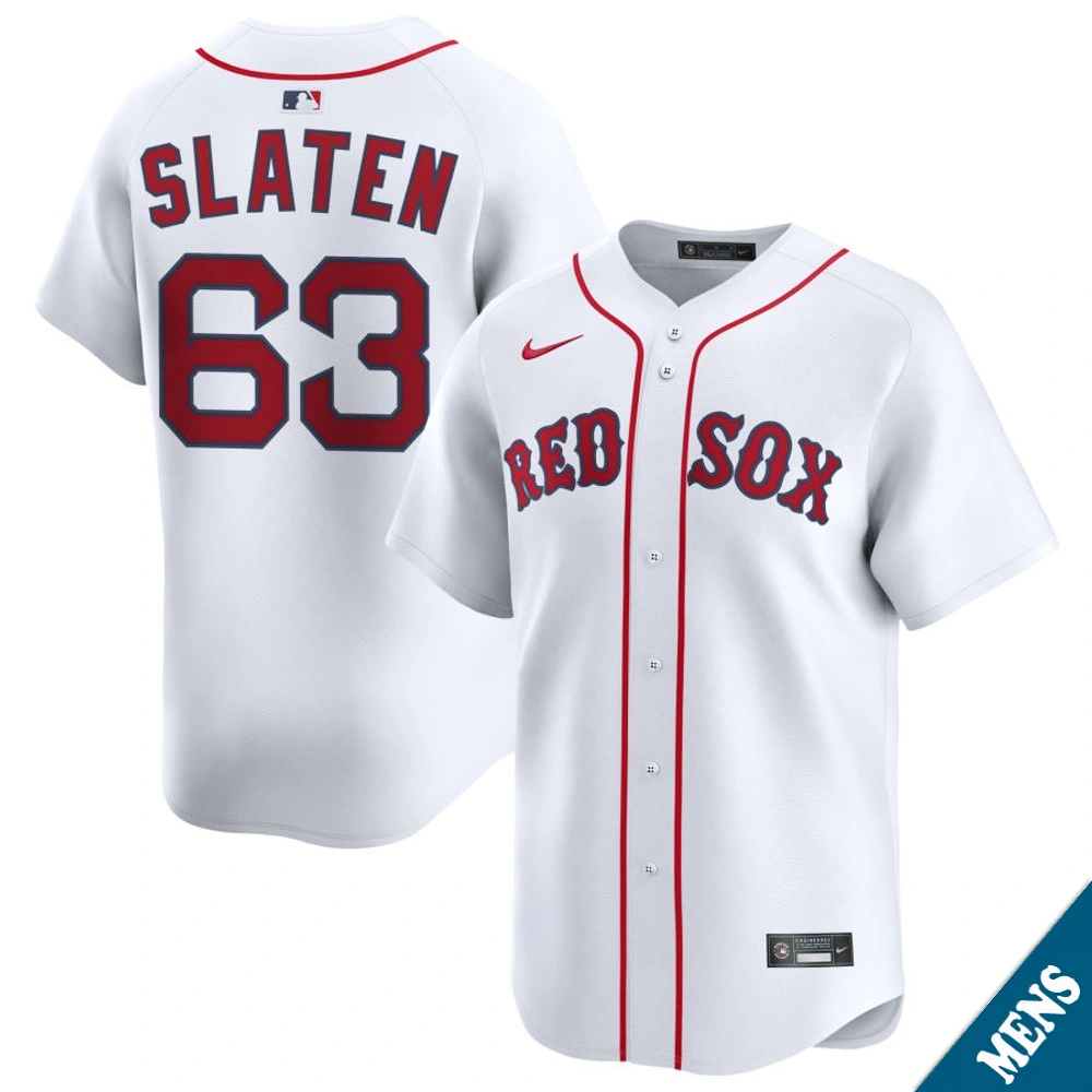 Men's Boston Red Sox Justin Slaten #63 Home White Limited Jersey