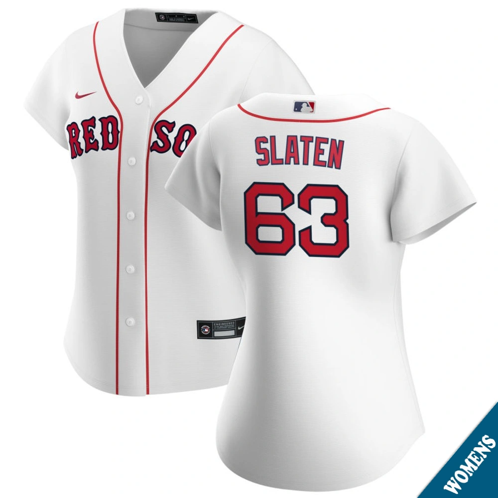 Women's Boston Red Sox Justin Slaten #63 Home White Replica Jersey Women's Boston Red Sox Justin Slaten #63 Home White Replica Jersey