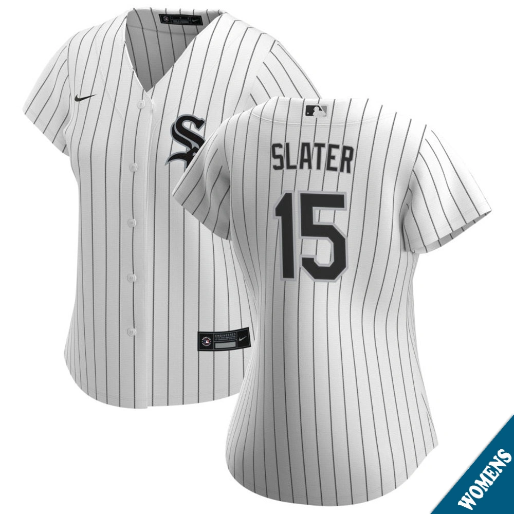 Women's Chicago White Sox Austin Slater #15 Home White Replica Jersey