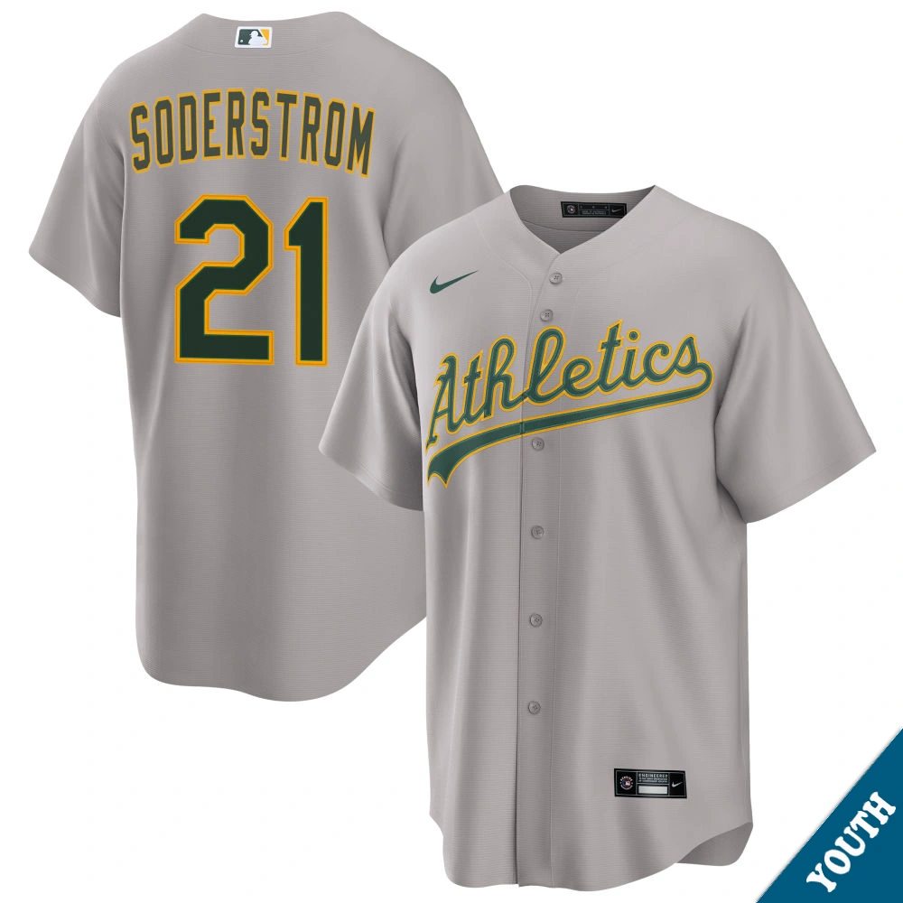 Youth Athletics Tyler Soderstrom #21 Gray Road Replica Jersey