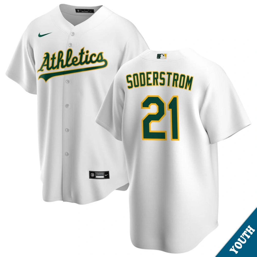 Youth Athletics Tyler Soderstrom #21 Home White Replica Jersey