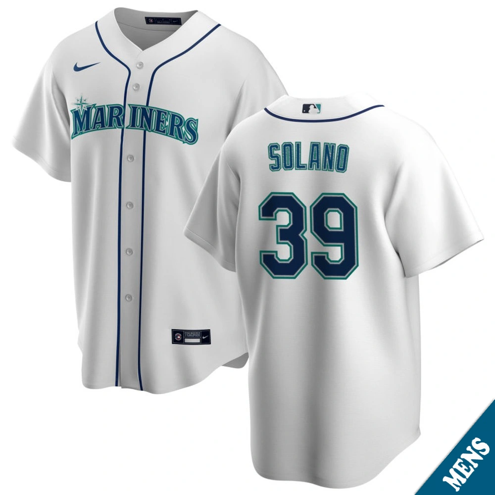 Men's Seattle Mariners Donovan Solano #39 Home White Replica Jersey