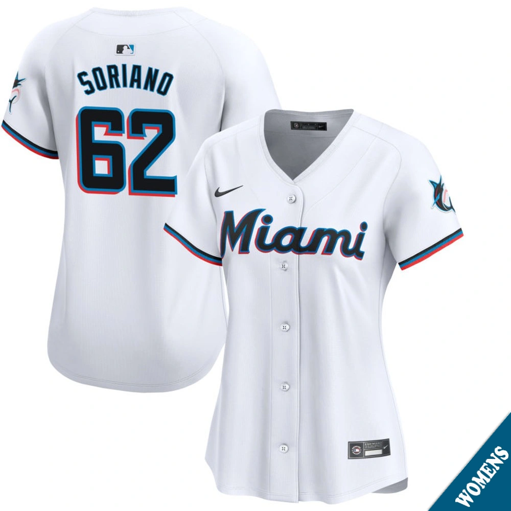 Women's Miami Marlins George Soriano #62 Home White Limited Jersey